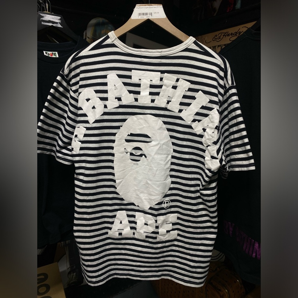 A Bathing Ape Bape Striped Bape Tee Shirt Size L